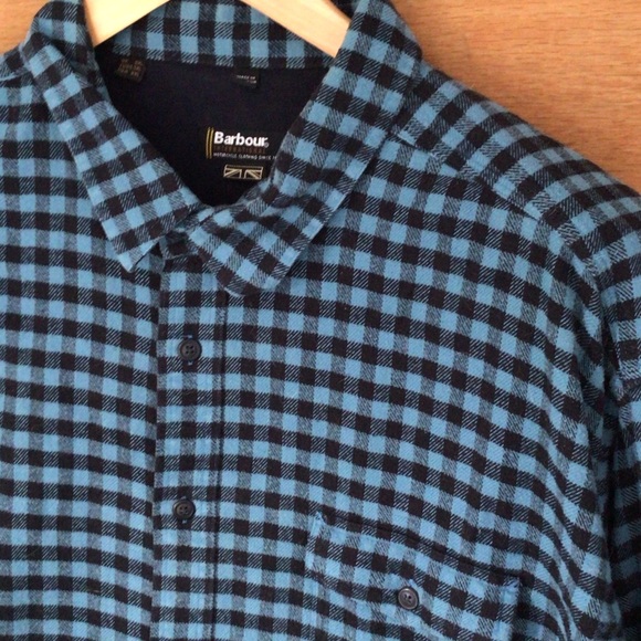 Barbour International Men's Black and Blue Plaid Flannel Shirt XL/XXL - Picture 1 of 14